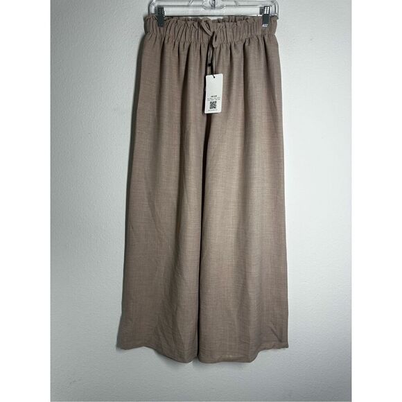 NWT VAV New York WIDE LEG PANTS WITH ELASTIC WAIST one Size Tan See Description - Picture 1 of 15